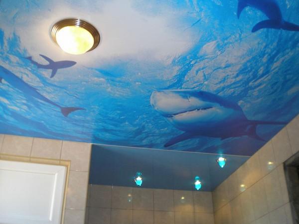 Тканевый натяжной потолок в ванной