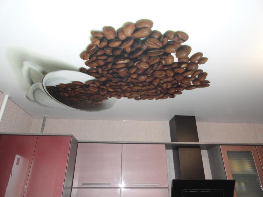 Натяжной потолок в 3D (Кофе)
