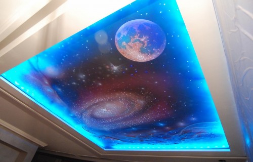 3D натяжной потолок в стиле «Вселенная»