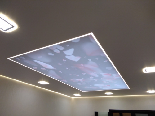 Светопрозрачный натяжной потолок S= 15м2