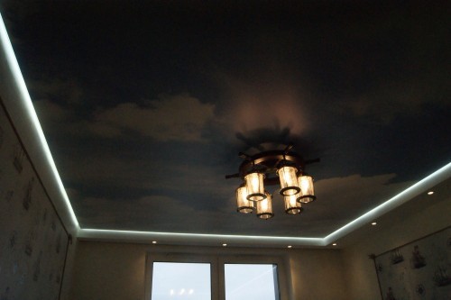 Светящийся натяжной потолок S= 12м2
